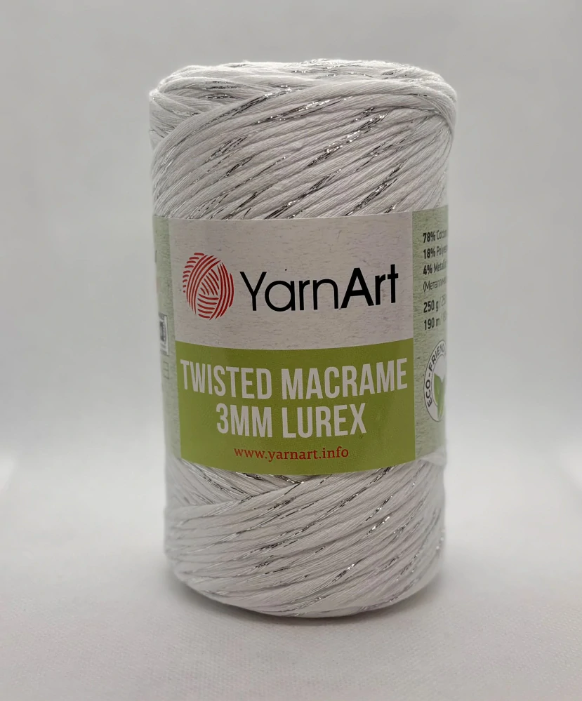 Twisted macrame lurex 751 bílá
