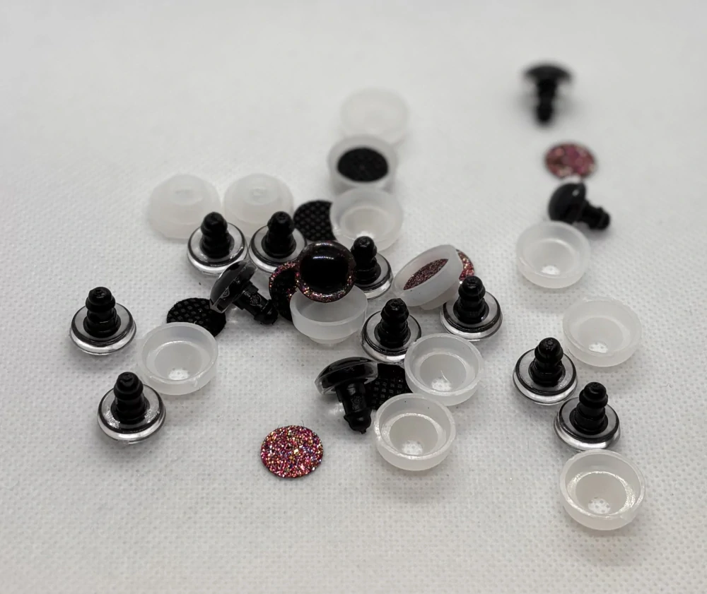 Oči s pojistkou glitrové party růžová 12 mm