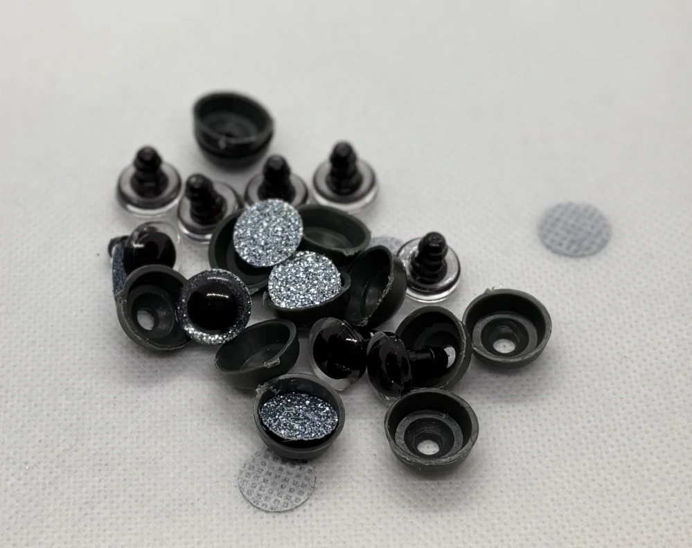 Oči s pojistkou glitrové baby modrá 12 mm
