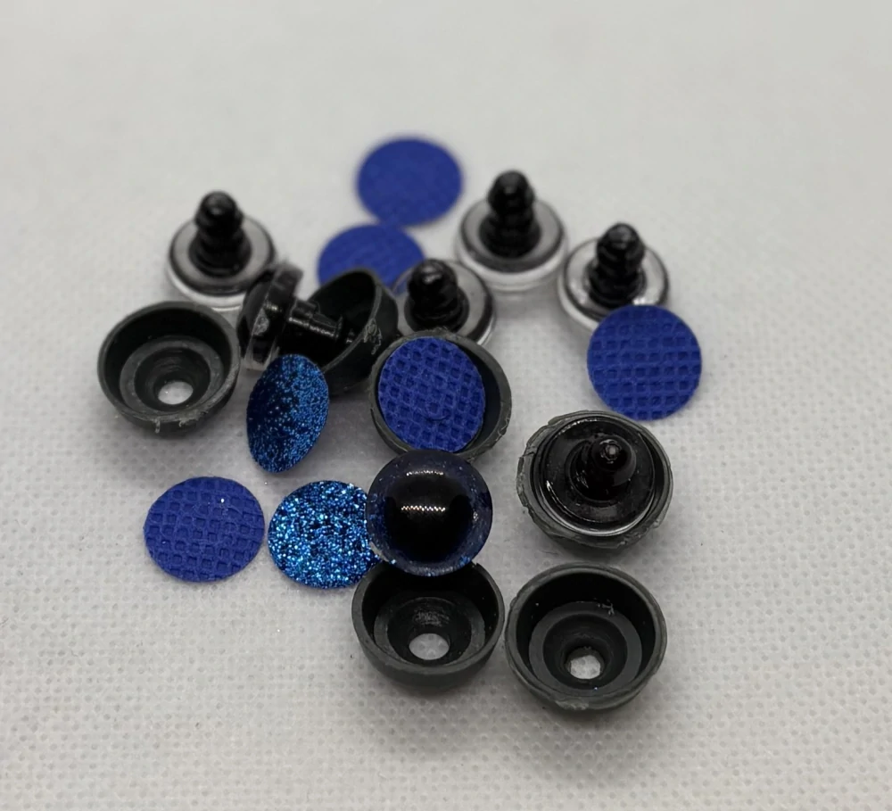 Oči s pojistkou glitrové modrá 12 mm