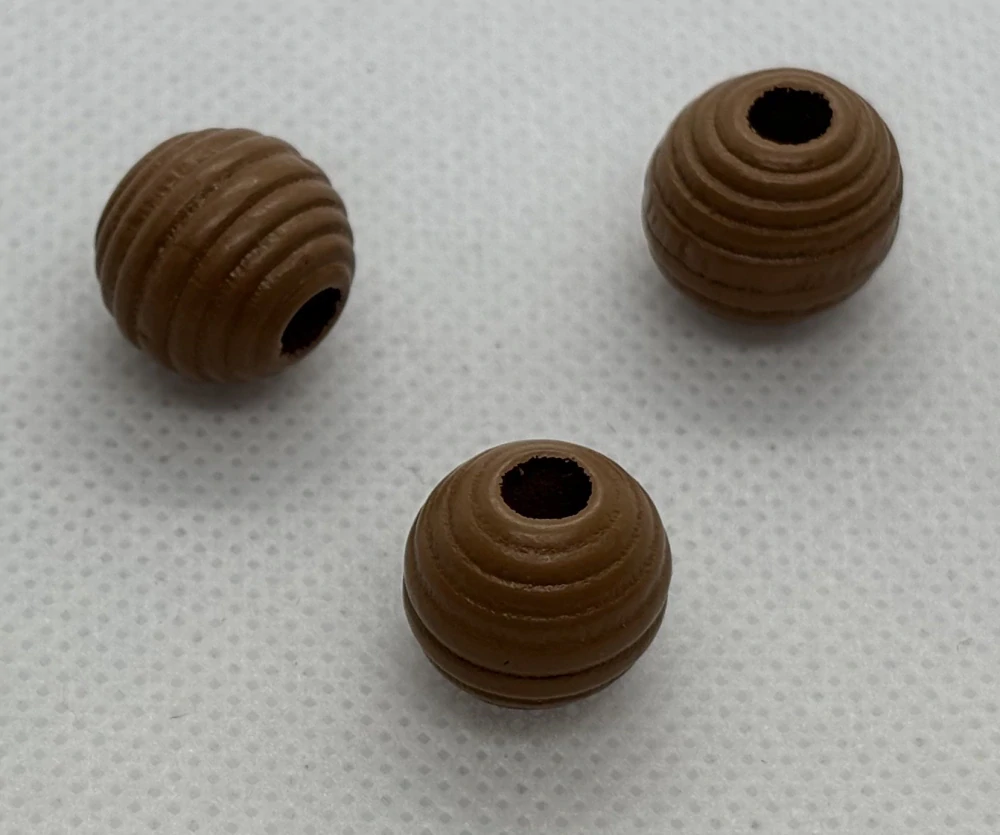 Dřevěný korálek s vroubky 13 mm hnědá