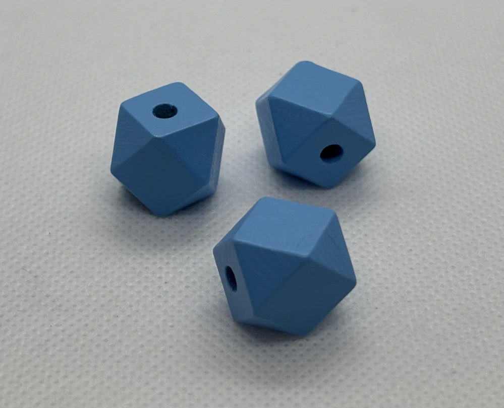 Dřevěný korálek diamant 16 mm modrá