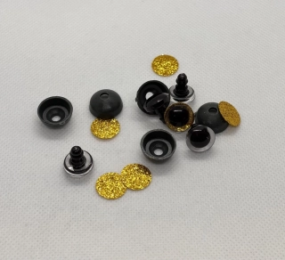 Oči s pojistkou glitrové zlaté 12 mm