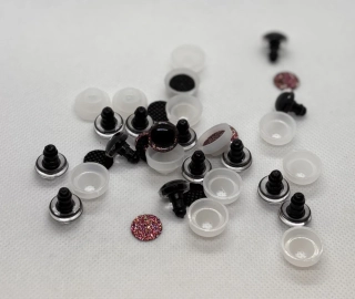 Oči s pojistkou glitrové party růžová 12 mm