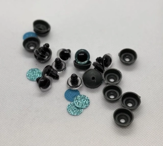 Oči s pojistkou glitrové tyrkysová 12 mm