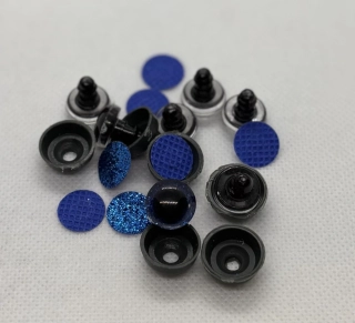 Oči s pojistkou glitrové modrá 12 mm