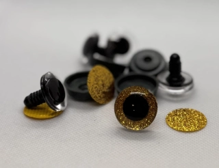 Oko s pojistkou glitrové zlaté 20 mm