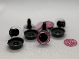 Oko s pojistkou glitrové baby růžové 20 mm