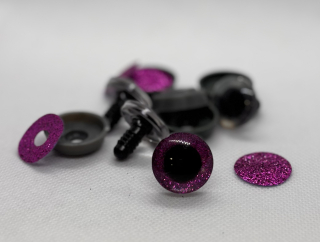 Oči s pojistkou glitrové růžové 20 mm