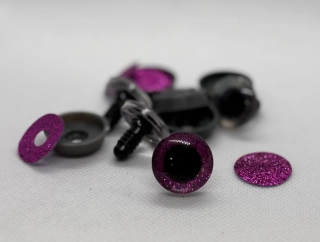 Oko s pojistkou glitrové růžové 20 mm