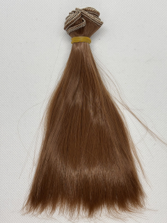 Vlasy pro panenky rovné 15 cm hnědá
