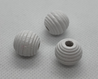 Dřevěný korálek s vroubky 13 mm bílá