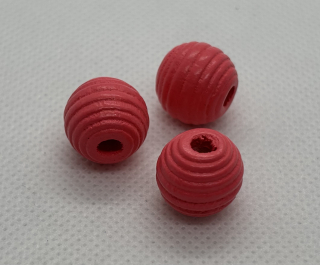 Dřevěný korálek s vroubky 13 mm tmavě lososová
