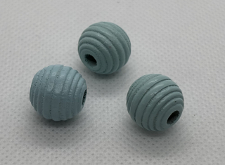 Dřevěný korálek s vroubky 13 mm světle modrá