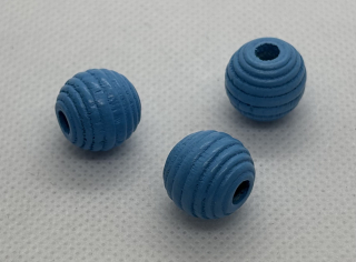 Dřevěný korálek s vroubky 13 mm modrá