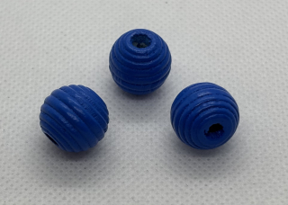 Dřevěný korálek s vroubky 13 mm tmavě modrá