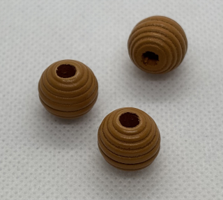 Dřevěný korálek s vroubky 13 mm okrová