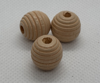 Dřevěný korálek s vroubky 13 mm tělová
