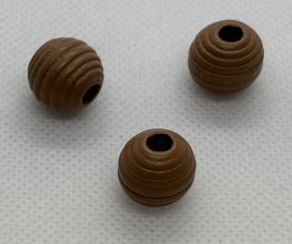 Dřevěný korálek s vroubky 13 mm hnědá