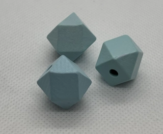 Dřevěný korálek diamant 16 mm světle modrá