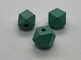 Dřevěný korálek diamant 16 mm tmavě tyrkysová