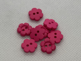 Knoflík kytička plochý 11 mm tmavě růžová
