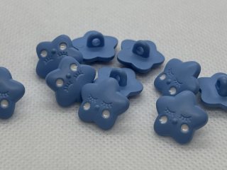 Knoflík hvězdička 15,2 mm modrá