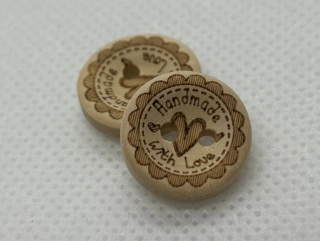 Knoflík handmade srdíčko v kytičce 14 mm