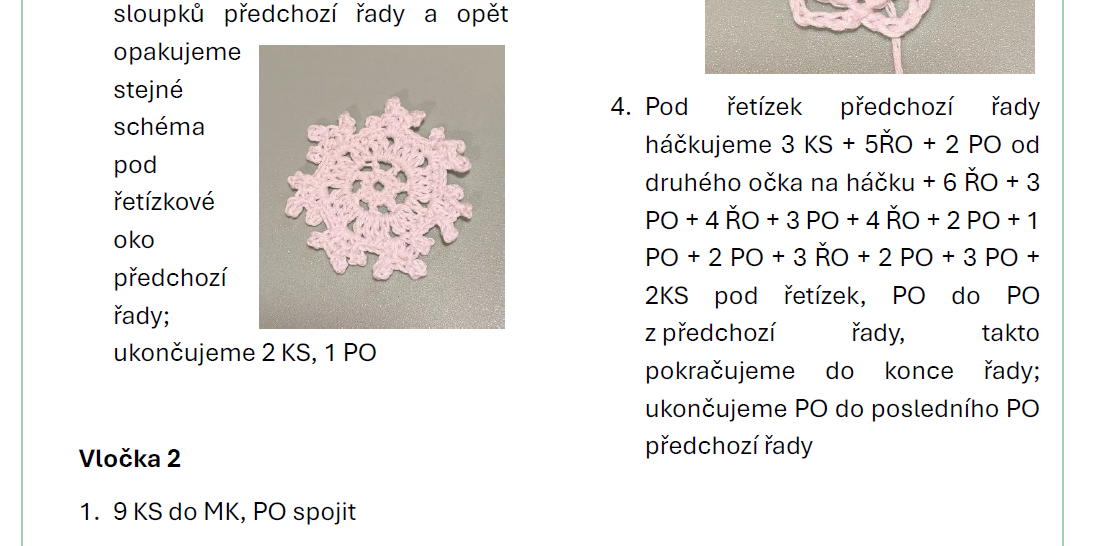 vločky návod